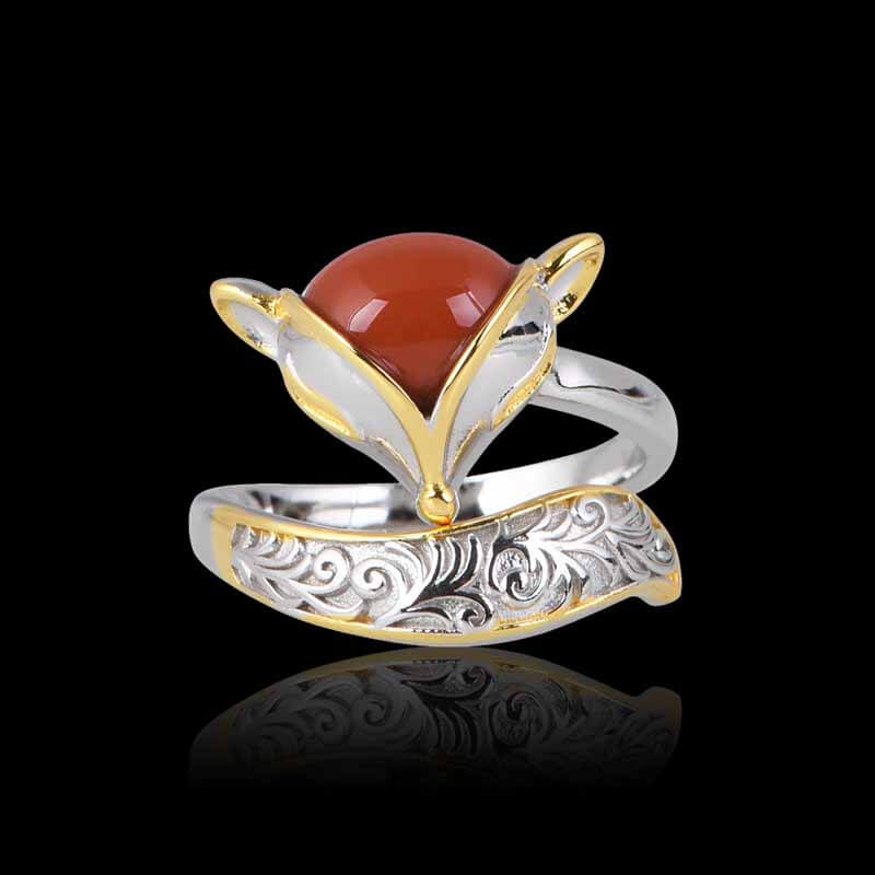 Agate Fox 925 Sterling Silver Open Ring 01 | RoyalLuster.com