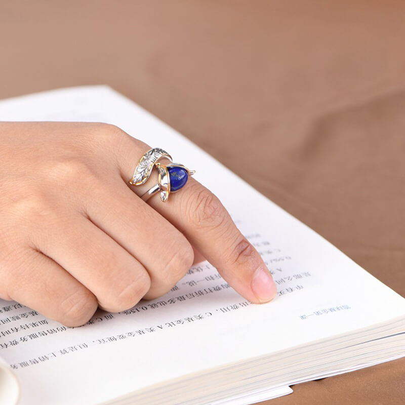 Agate Fox 925 Sterling Silver Open Ring 02 | RoyalLuster.com