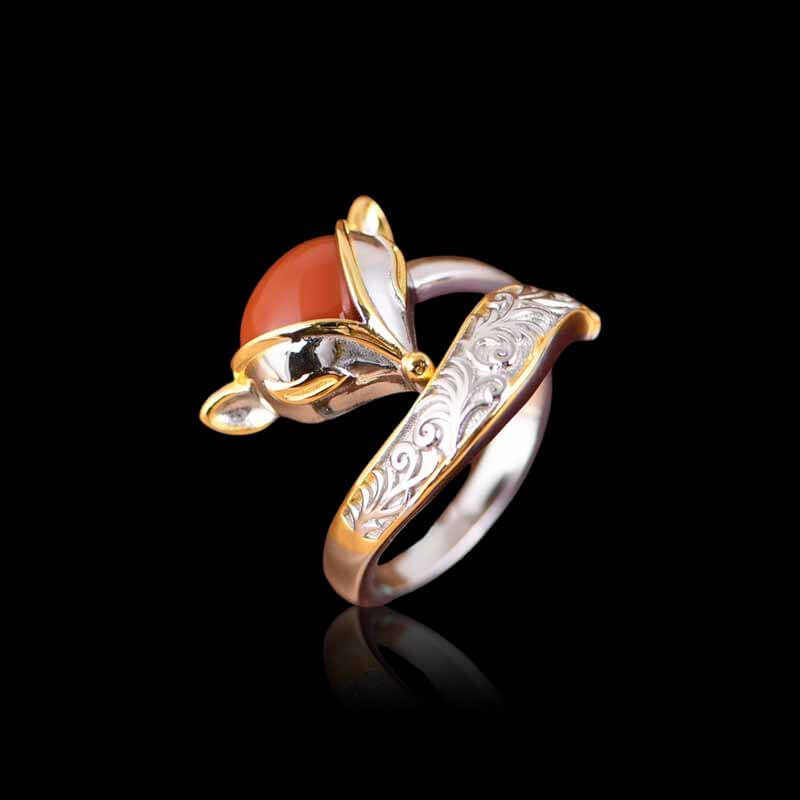 Agate Fox 925 Sterling Silver Open Ring 04 | RoyalLuster.com