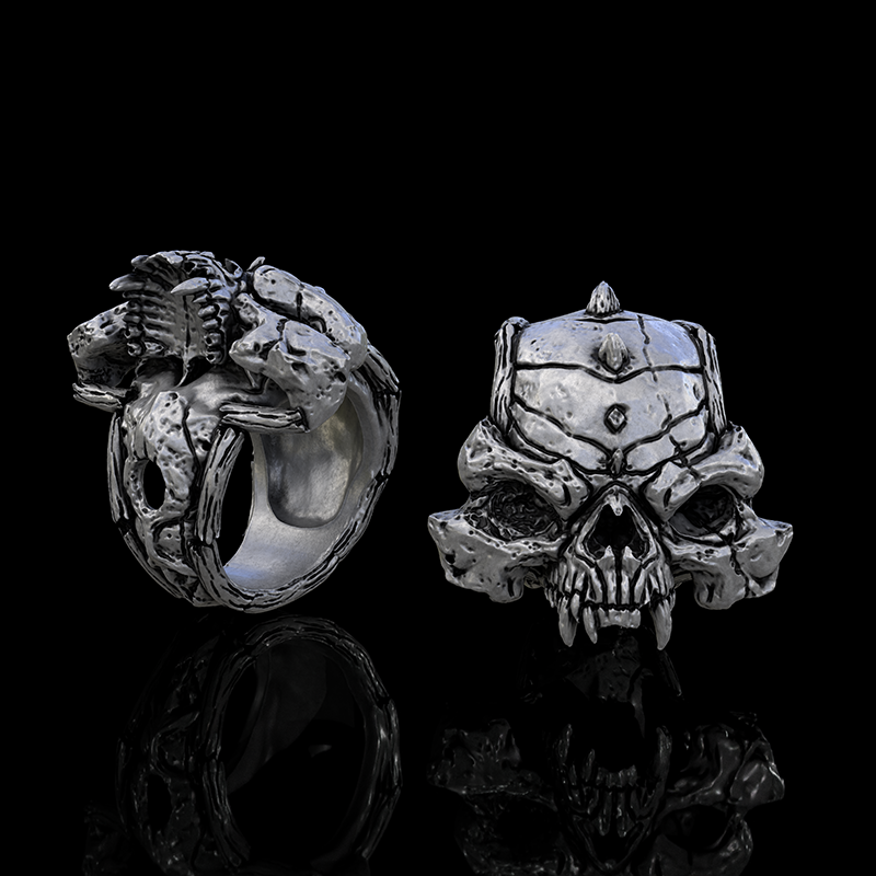 Alien Skull 925 Sterling Silver Ring