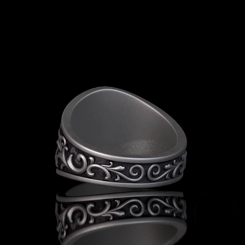 Floral Scrolls Phoenix Sterling Silver Ring