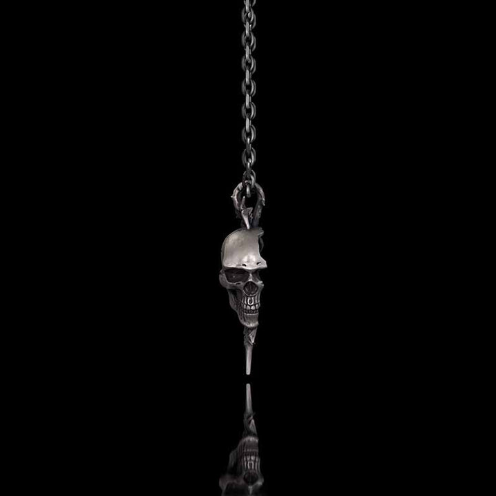 Gothic Thorn Broken Skull Sterling Silver Pendant 03 | RoyalLuster.com