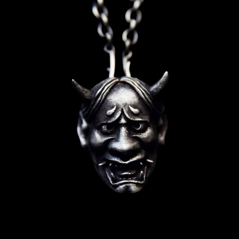Oni Demon Skull 925 Sterling Silver Pendant