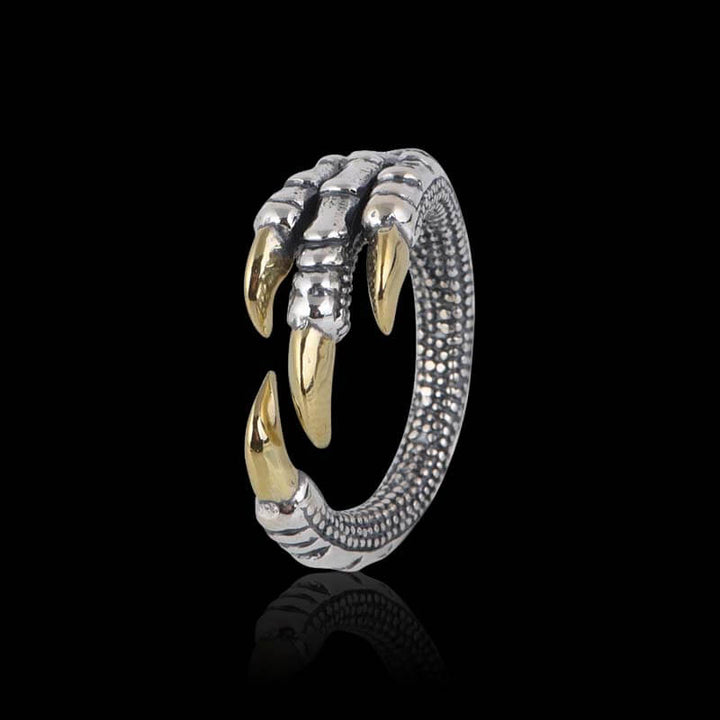 Punk Eagle Claw 925 Sterling Silver Open Ring 01 | RoyalLuster.com