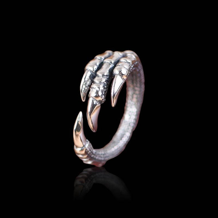 Punk Eagle Claw 925 Sterling Silver Open Ring 02 | RoyalLuster.com