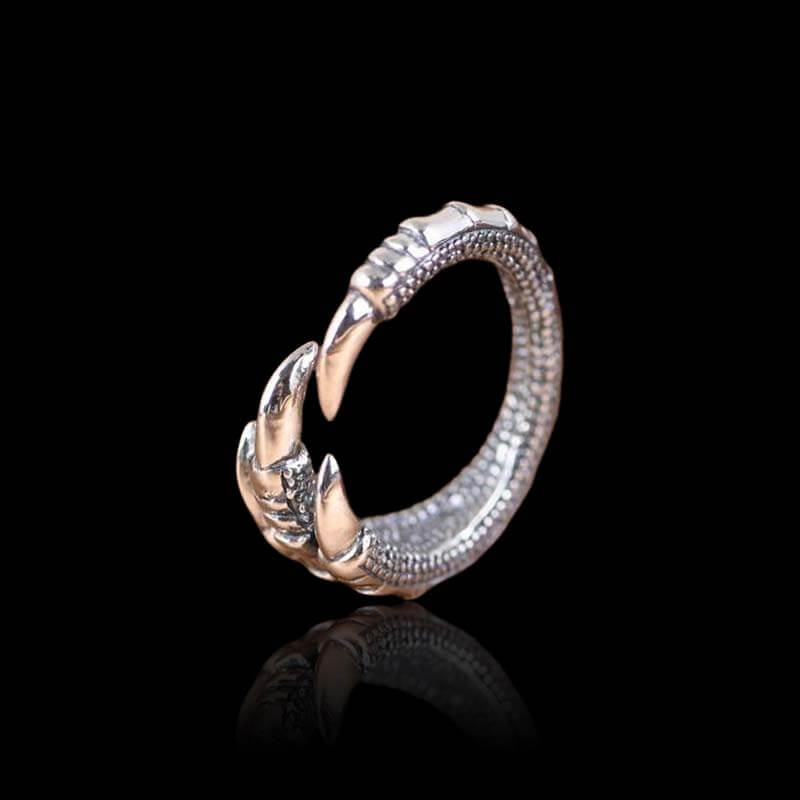 Punk Eagle Claw 925 Sterling Silver Open Ring 03 | RoyalLuster.com