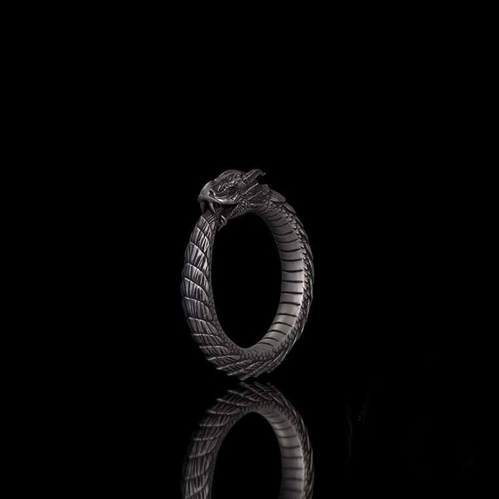 Punk Ouroboros Snake Sterling Silver Ring 03 | RoyalLuster.com