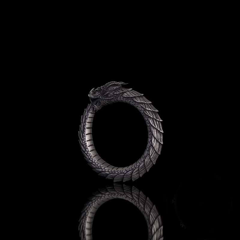 Punk Ouroboros Snake Sterling Silver Ring