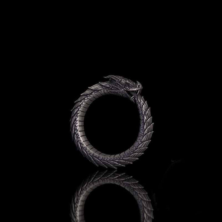 Punk Ouroboros Snake Sterling Silver Ring 02| RoyalLuster.com