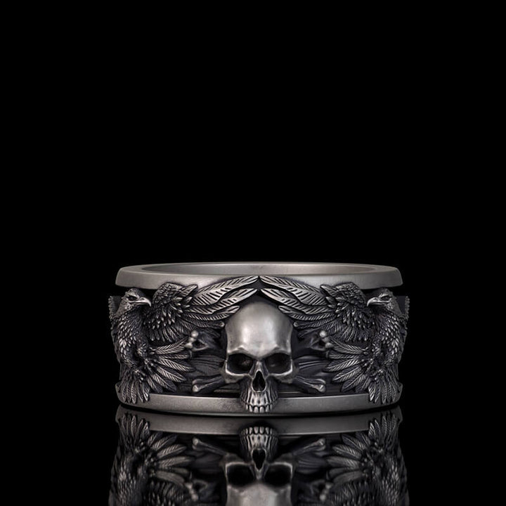 Skull Double Eagle Sterling Silver Ring | RoyalLuster.com