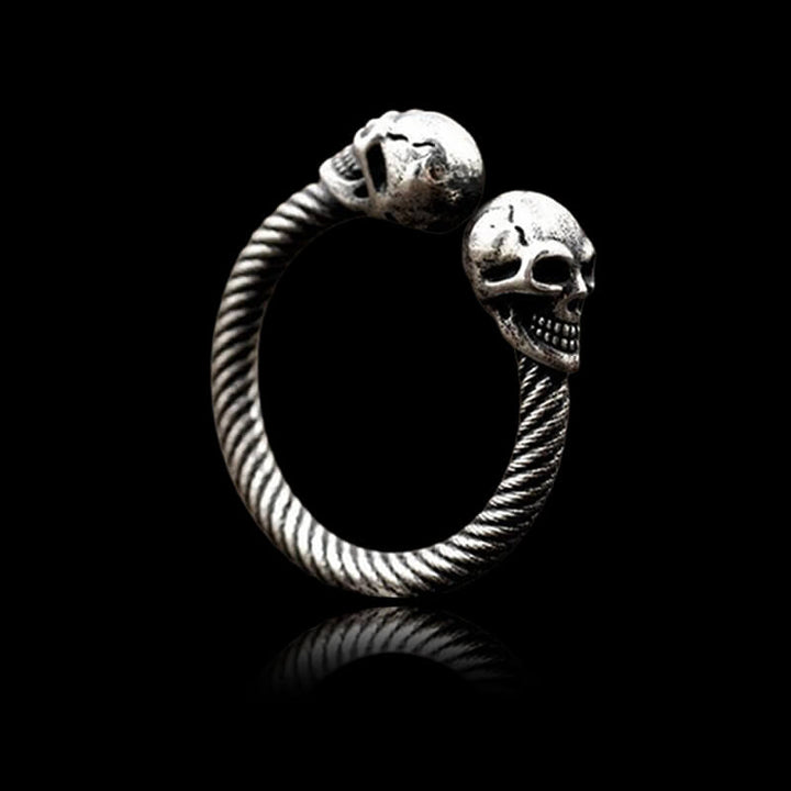 Smiling Skull 925 Sterling Silver Open Ring