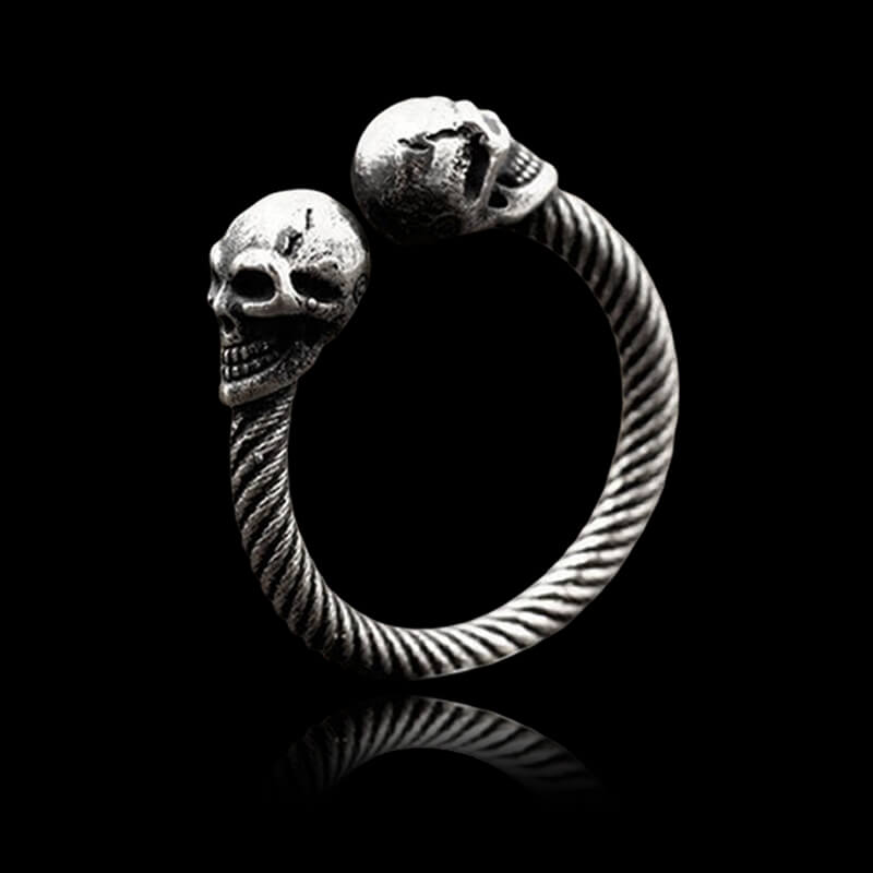 Smiling Skull 925 Sterling Silver Open Ring