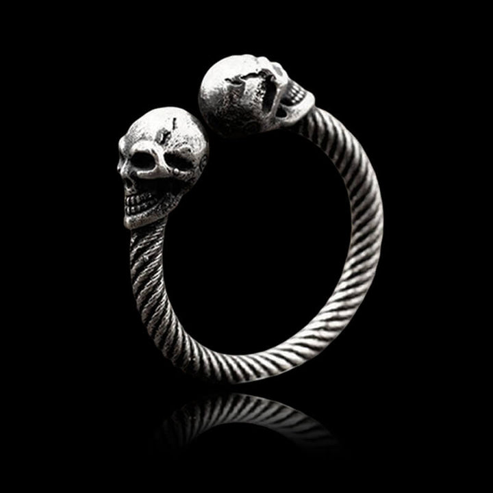 Smiling Skull 925 Sterling Silver Open Ring