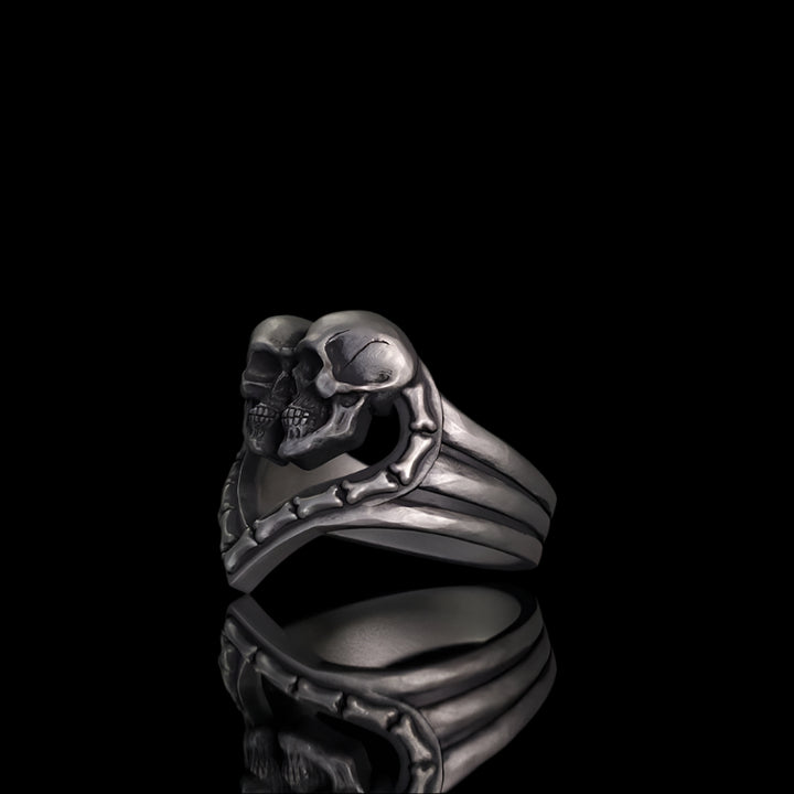 Till Death Do Us Part Skull Heart Sterling Silver Ring