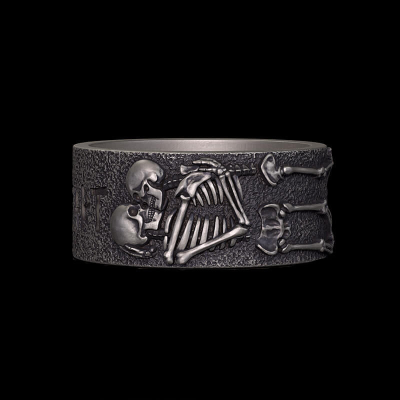 Till Death Do Us Part Sterling Silver Skeleton Ring 02 | RoyalLuster.com