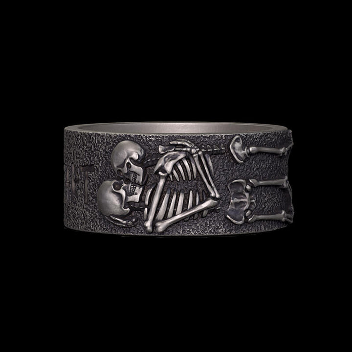 Till Death Do Us Part Sterling Silver Skeleton Ring 02 | RoyalLuster.com