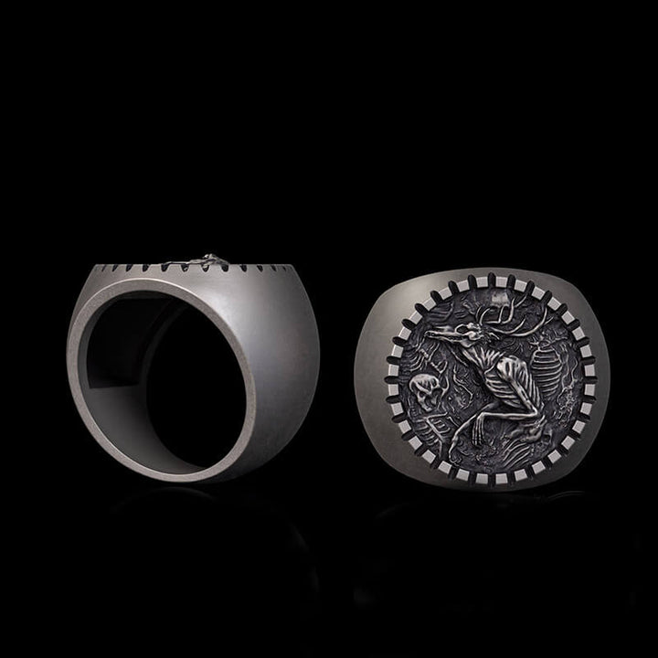 Vintage Wendigo Skeleton Sterling Silver Ring | RoyalLuster.com