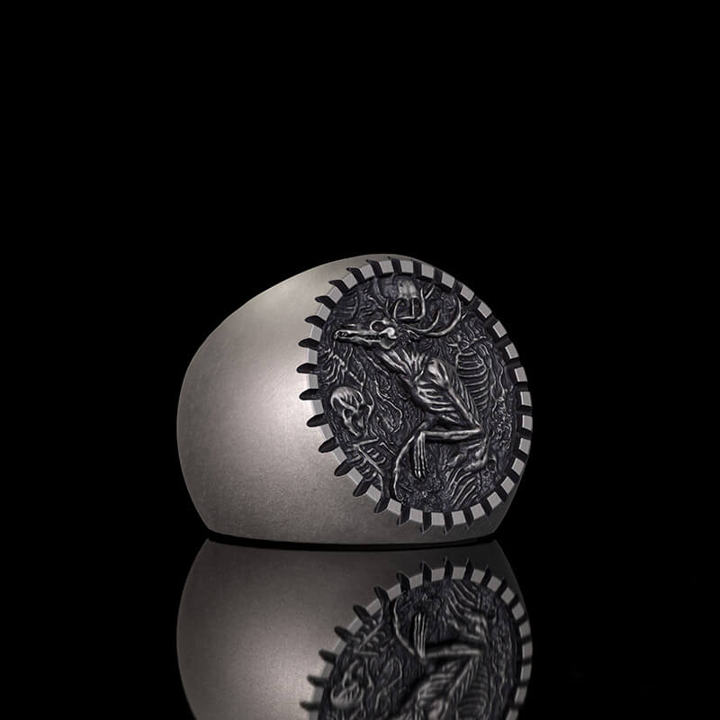 Vintage Wendigo Skeleton Sterling Silver Ring