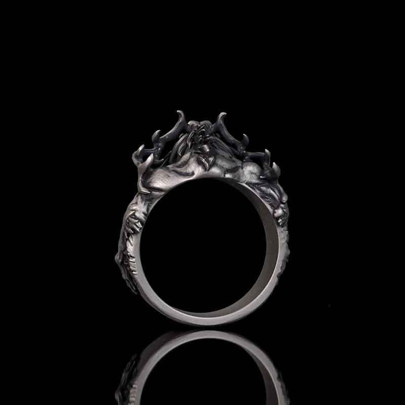 Vintage Wendigo Skull Sterling Silver Ring