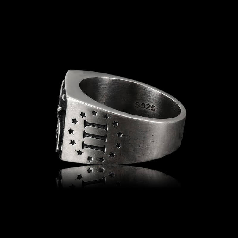 1776 Crossed Guns 925 Sterling Silver Ring