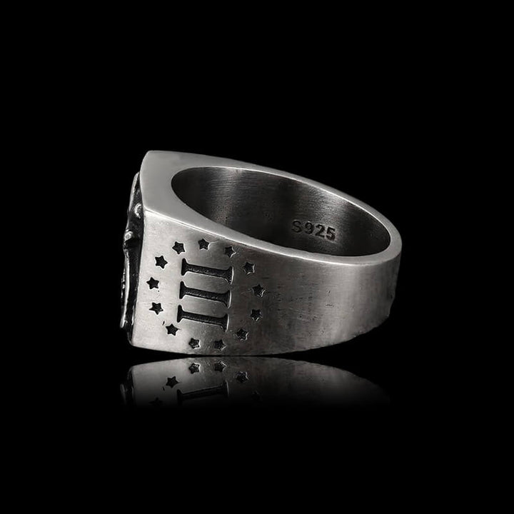 1776 Crossed Guns 925 Sterling Silver Ring