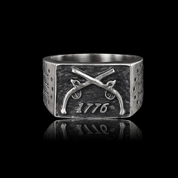 1776 Crossed Guns 925 Sterling Silver Ring