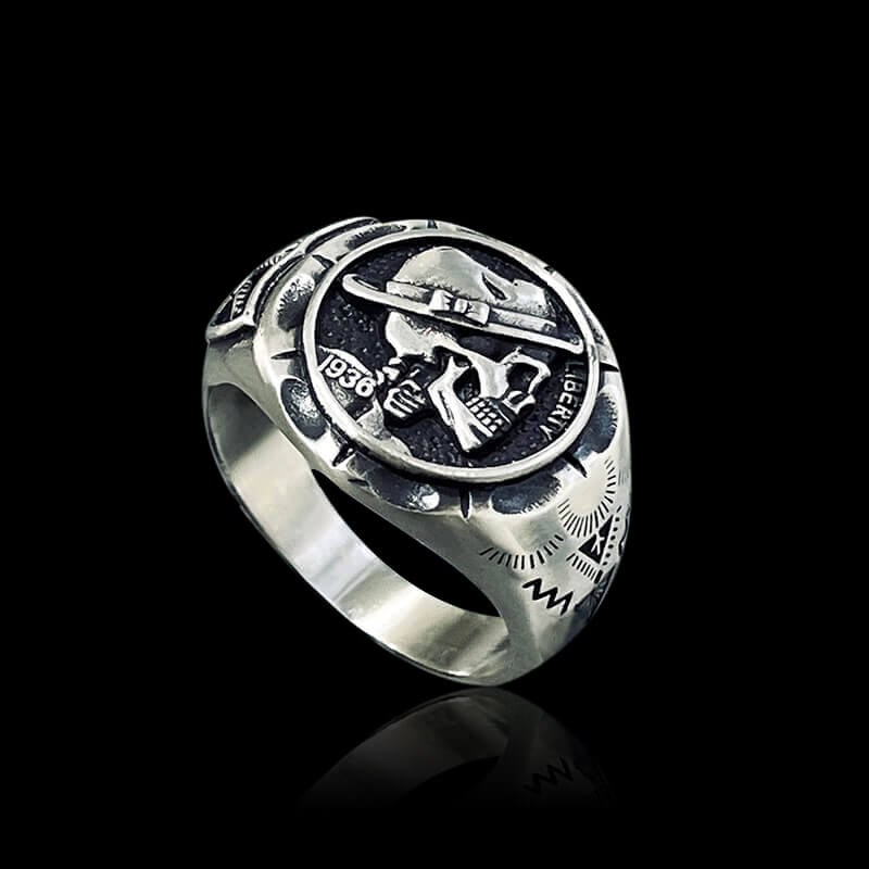 1936 Hobo Nickels Liberty 925 Sterling Silver Skull Ring