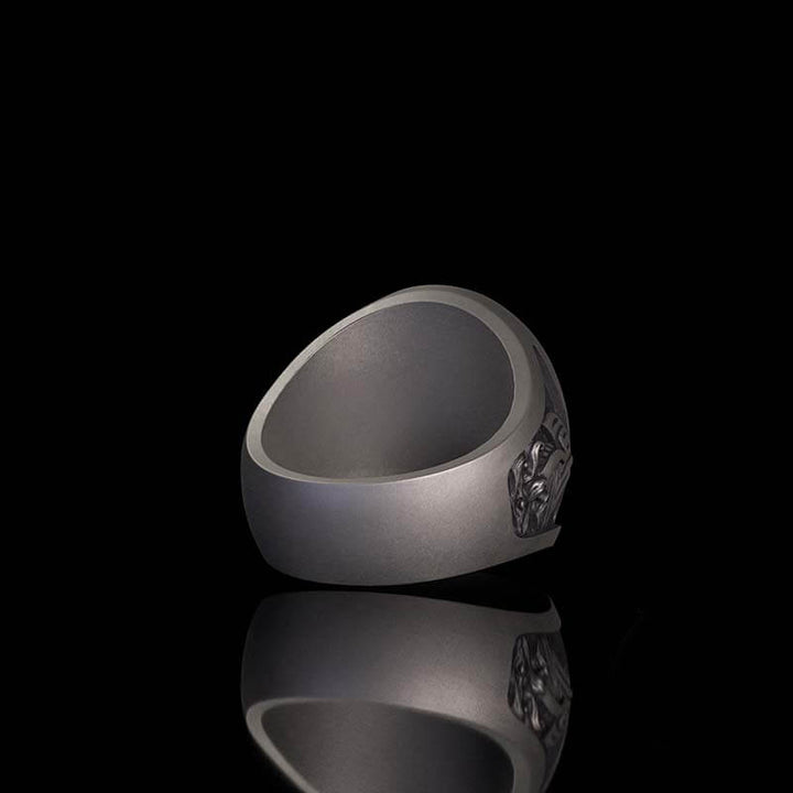 1936 Pirate Skull Sailboat Eagle Sterling Silver Ring