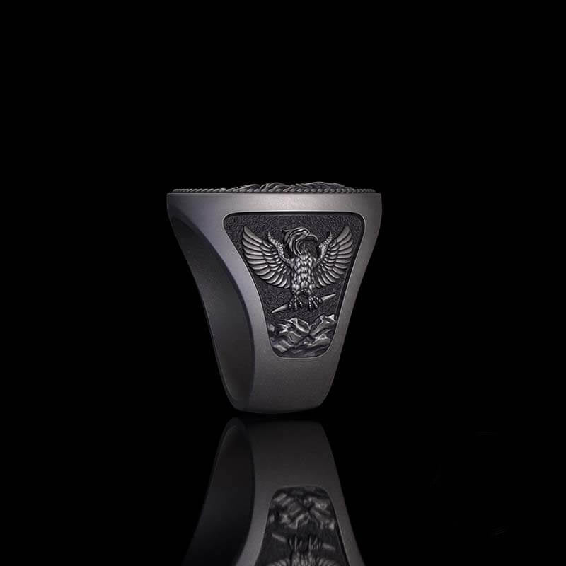 1936 Pirate Skull Sailboat Eagle Sterling Silver Ring
