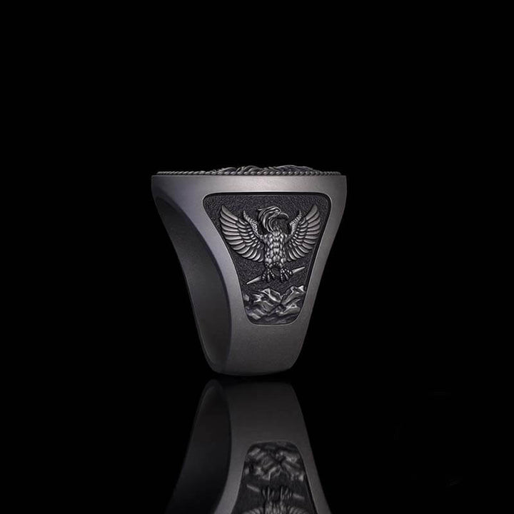 1936 Pirate Skull Sailboat Eagle Sterling Silver Ring