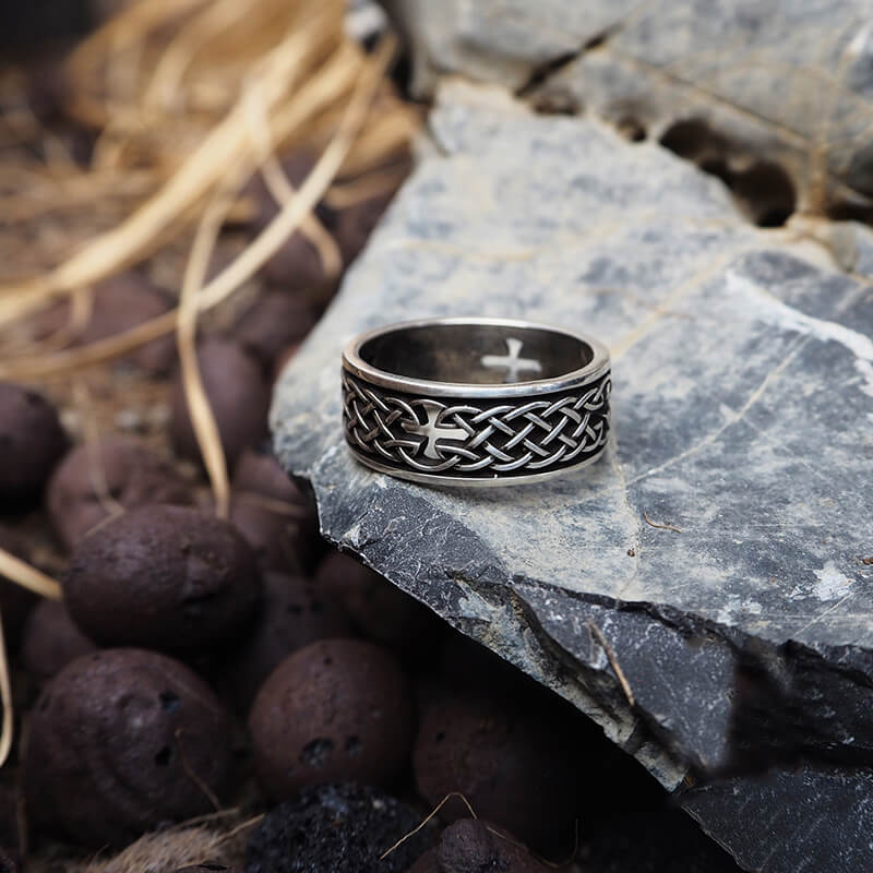 Openwork Cross 925 Sterling Silver Viking Ring 01 | Royalluster.com