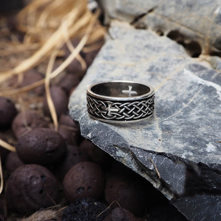 Openwork Cross 925 Sterling Silver Viking Ring 01 | Royalluster.com