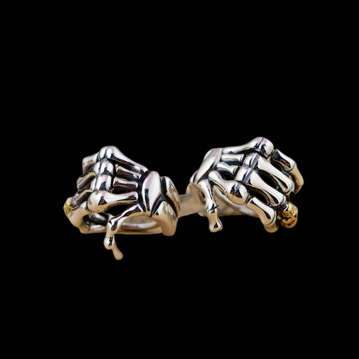 Skull Hand 925 Sterling Silver Goth Earrings