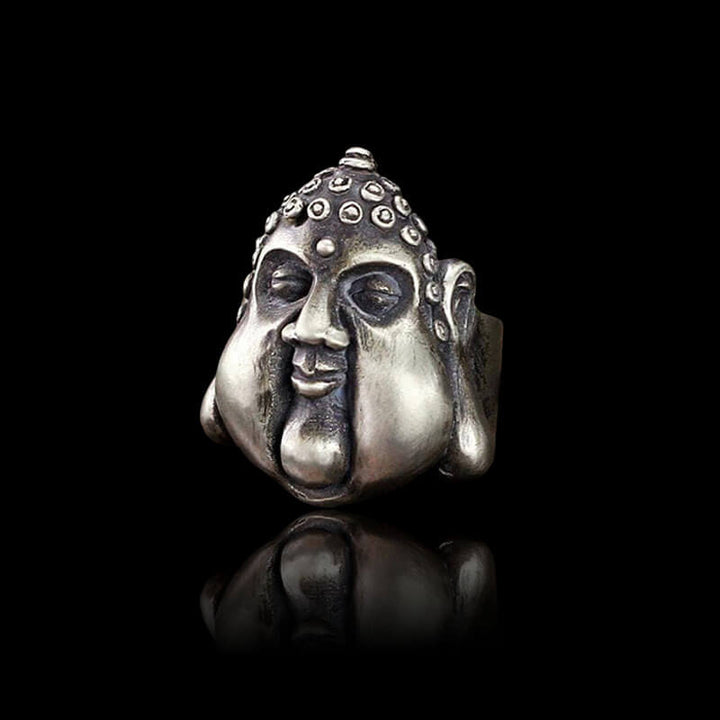 Smiling Buddha 925 Sterling Silver Ring