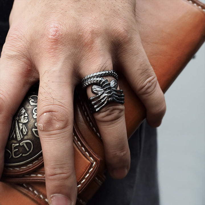 Alien Skeleton 925 Sterling Silver Punk Ring