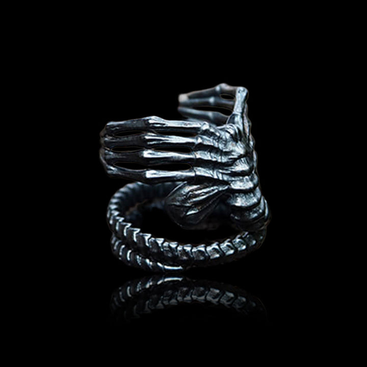 Alien Skeleton 925 Sterling Silver Punk Ring