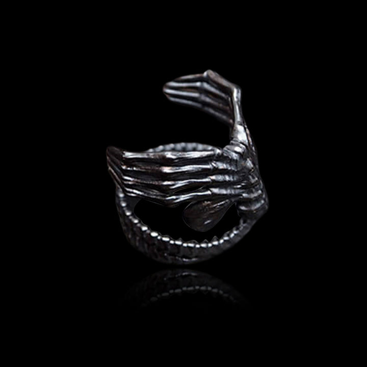 Alien Skeleton 925 Sterling Silver Punk Ring