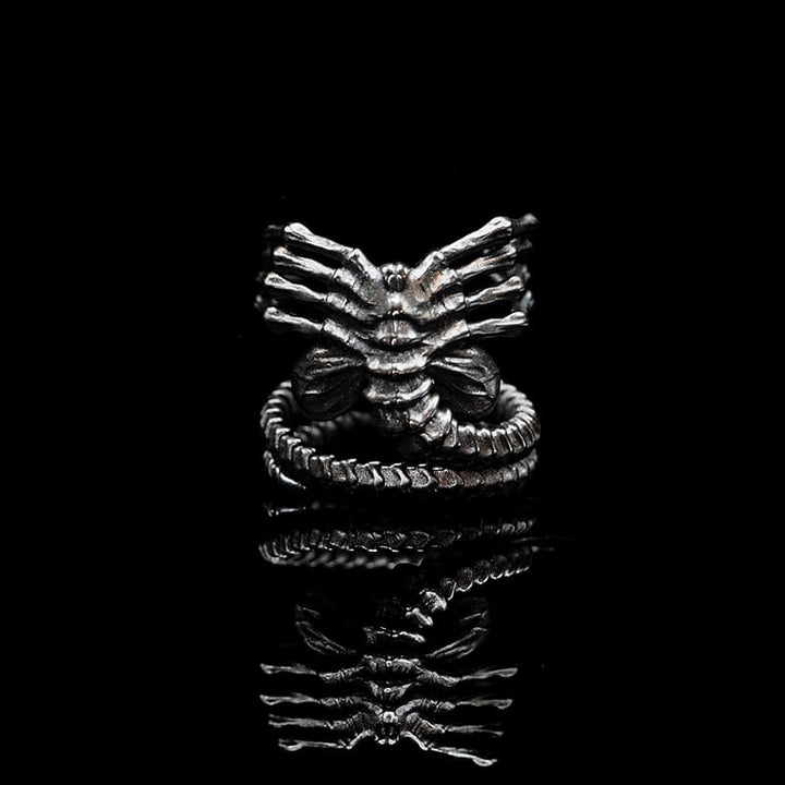 Alien Skeleton 925 Sterling Silver Punk Ring