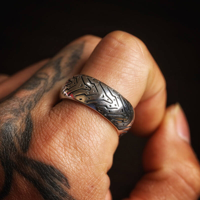 Angel Tire 925 Sterling Silver Men's Ring 02 | RoyalLuster.com