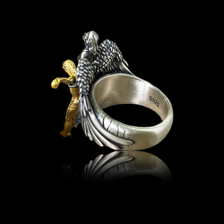 Angel Saves Jesus 925 Sterling Silver Christian Ring