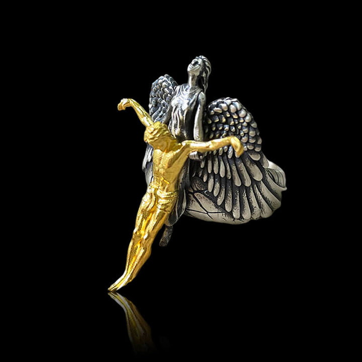 Angel Saves Jesus 925 Sterling Silver Christian Ring