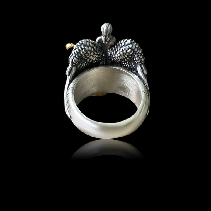 Angel Saves Jesus 925 Sterling Silver Christian Ring