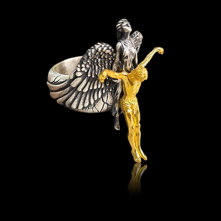 Angel Saves Jesus 925 Sterling Silver Christian Ring