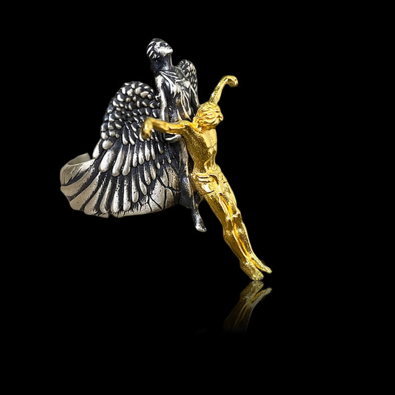Angel Saves Jesus 925 Sterling Silver Christian Ring