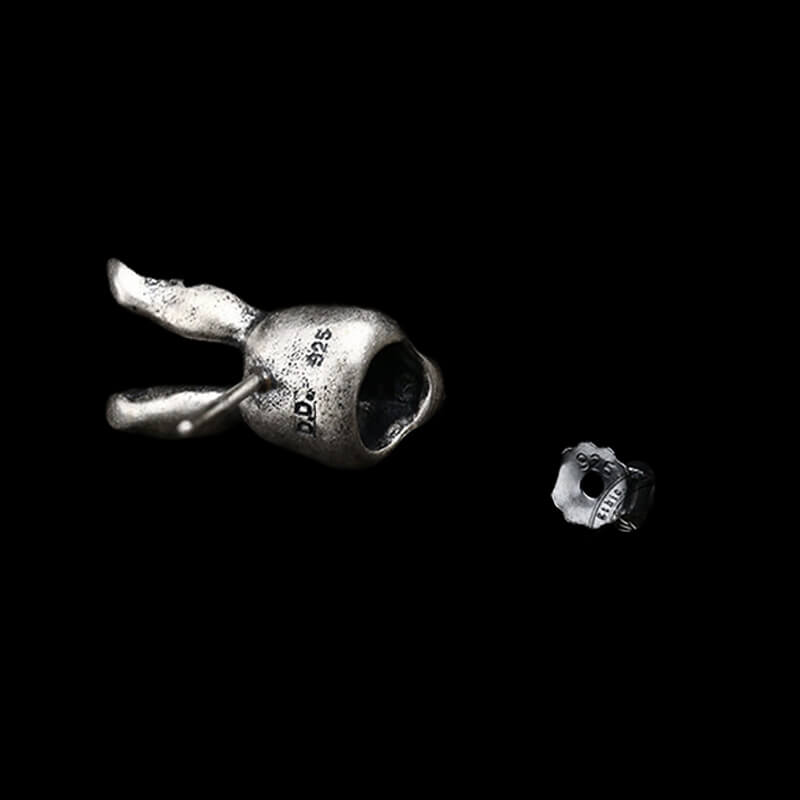 Anti Cross Hare 925 Sterling Silver Ear Stud