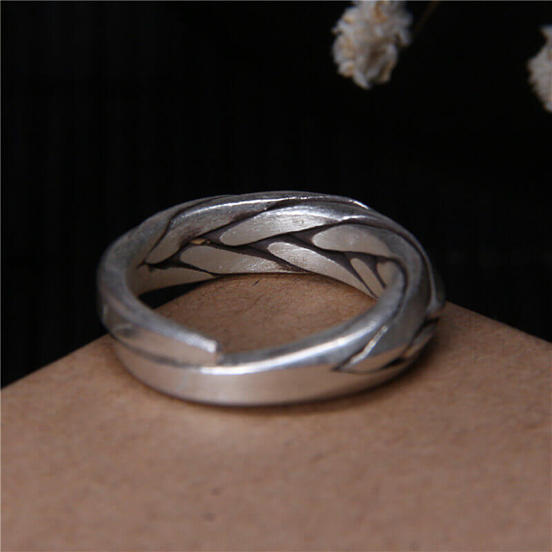 Antique Braided Twist 925 Sterling Silver Open Ring 03 | RoyalLuster.com