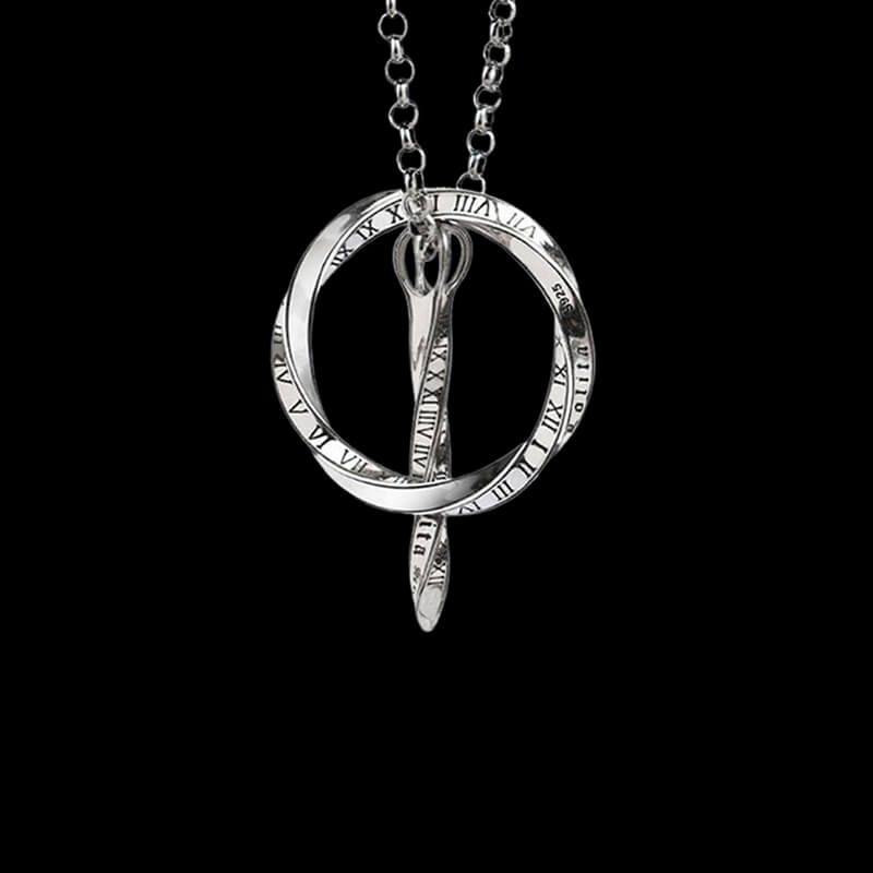 Arrow of Time and Möbius 925 Sterling Silver Necklace