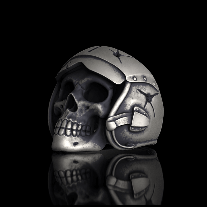 Aviator Helmet Skull Sterling Silver Ring | RoyalLuster.com