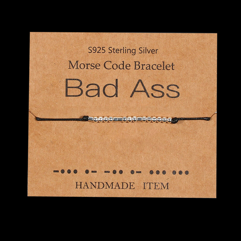 Bad Ass Morse Code 925 Sterling Silver Bracelet