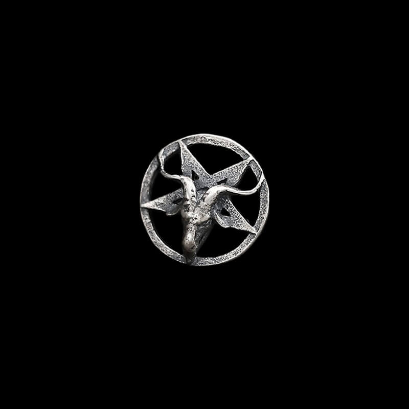 Baphomet 925 Sterling Silver Satan Stud Earrings